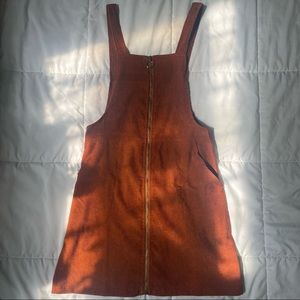 O-ring Zip Up Corduroy Overall Dress